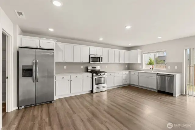 You can complete this kitchen with an island if you desire.