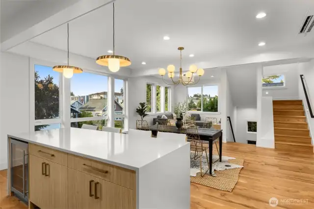 Beverage cooler built into the island — perfect for entertaining guest