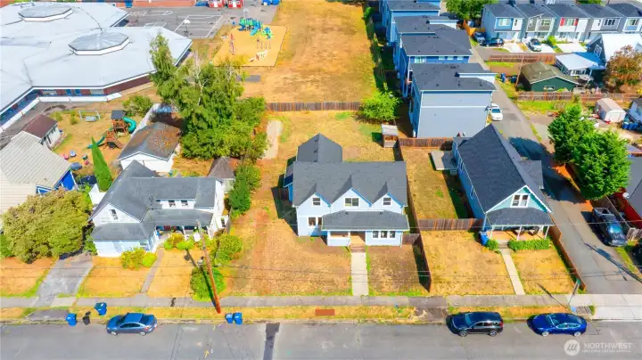 Aerial view of the 9,148 SF lot