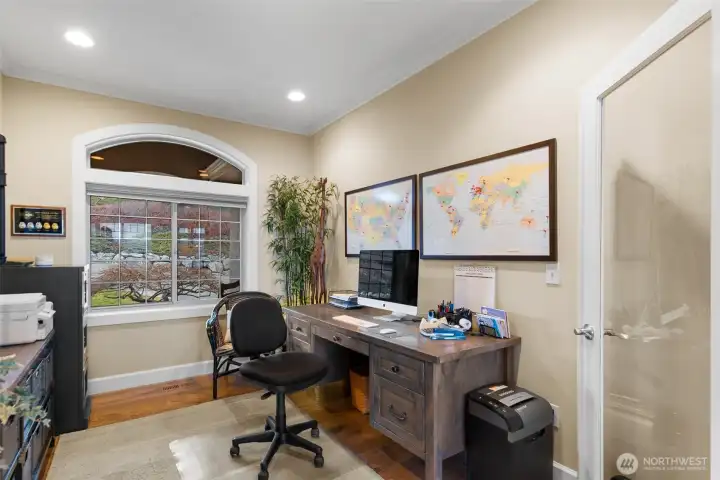 The office has a garden view and is connected to the great room providing options if a formal dining room or more space for entertaining is desired.