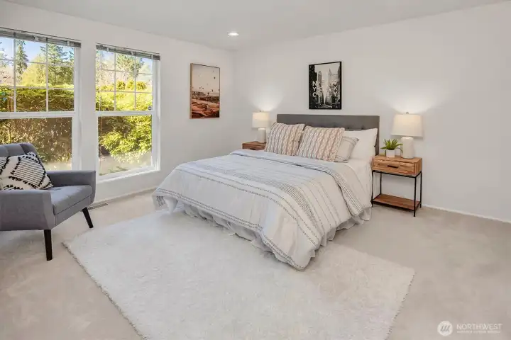 Another spacious guest bedroom with a walk-in closet.