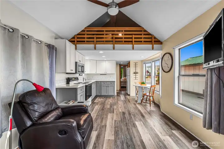 This home lives much larger than you would thing. There is a sleeping loft which the current owners use as an additional TV viewing space.