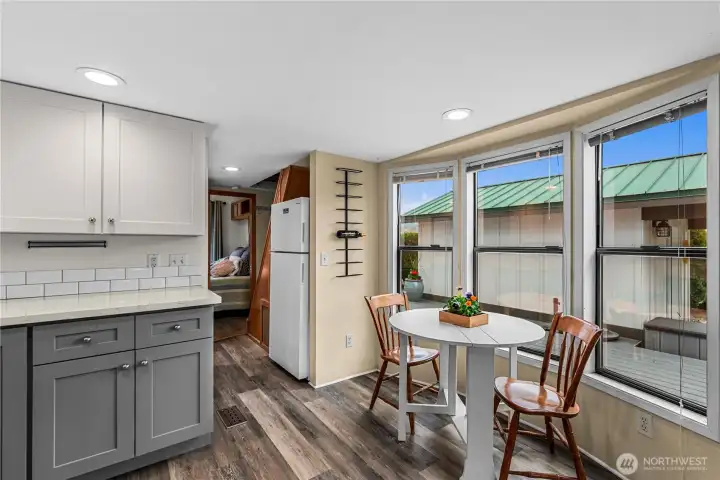 Sleeping casita is just steps away. Close enough to be convenient, far enough to provide privacy.