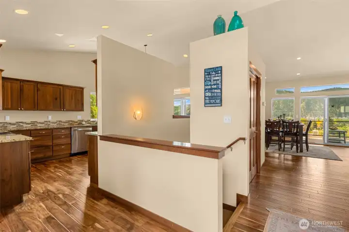 Entry looking into the kitchen and dining room