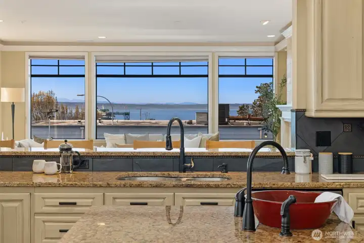 Enjoy the ferry views as you do mundane kitchen duties.