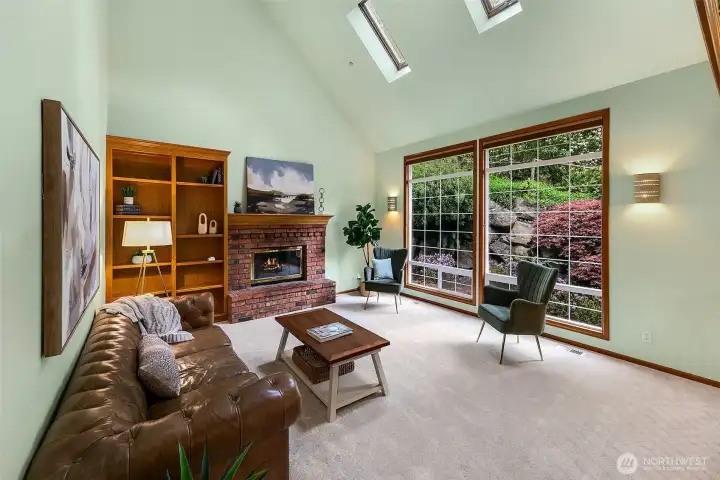 Family room with skylights to let in as much natural light as possible