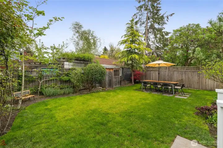 fully-fenced back yard