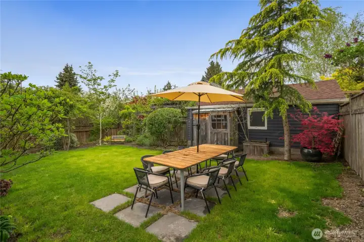 fully-fenced back yard