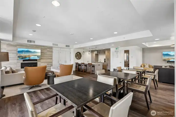 Community Social Room-Includes 2 large TVs, cable TV & streaming options, large island, wine & water glasses/serving utensils upon request, kitchenette with mini fridge, microwave & warmer. Community Social Room-Includes 2 large TVs, cable TV & streaming options, large island, wine & water glasses/serving utensils upon request, kitchenette with mini fridge, microwave & warmer.