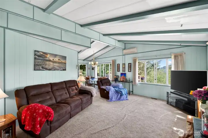 Great room and dining area to the left.