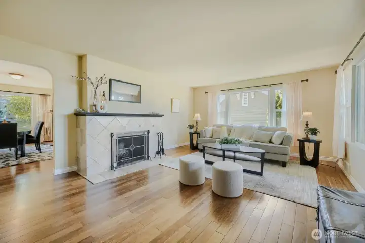 Living room with first of 4 fireplaces Living room with first of 4 fireplaces