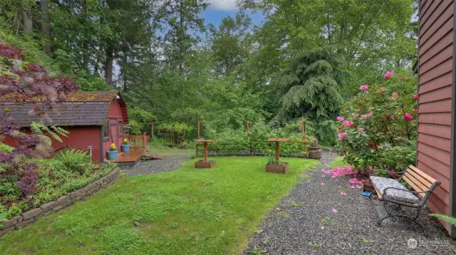 Don't forget the garden space with raspberries, blueberries, and veggies.