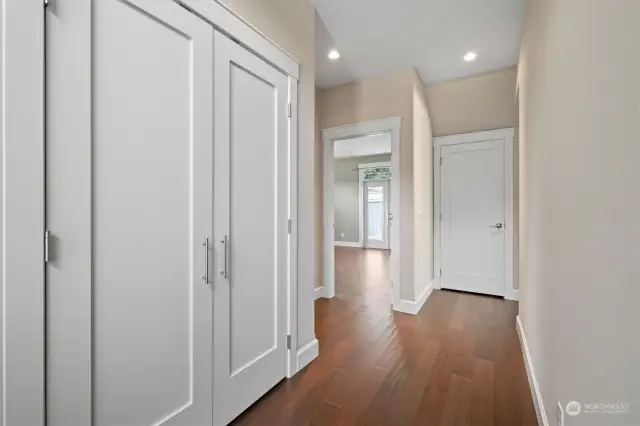 Main Hall from Entry to Living Space and Primary Bedroom