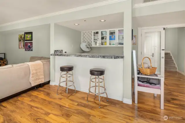 Kitchenette in the daylight basement rec room