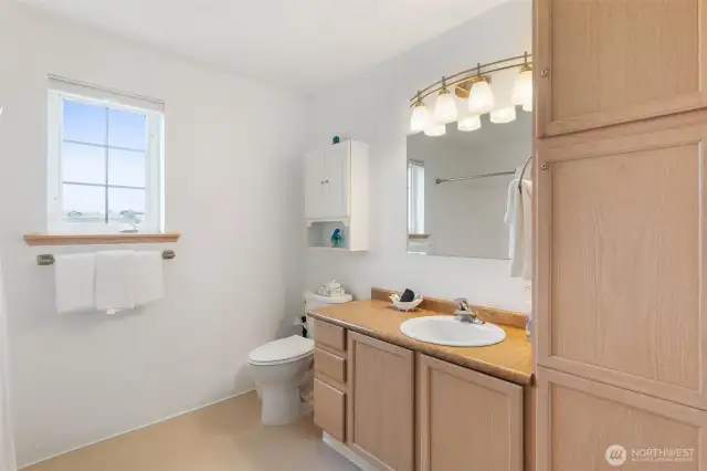 --- own bathroom.