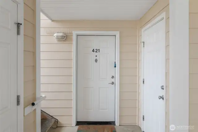 Front door entrance & Storage locker for you toys.