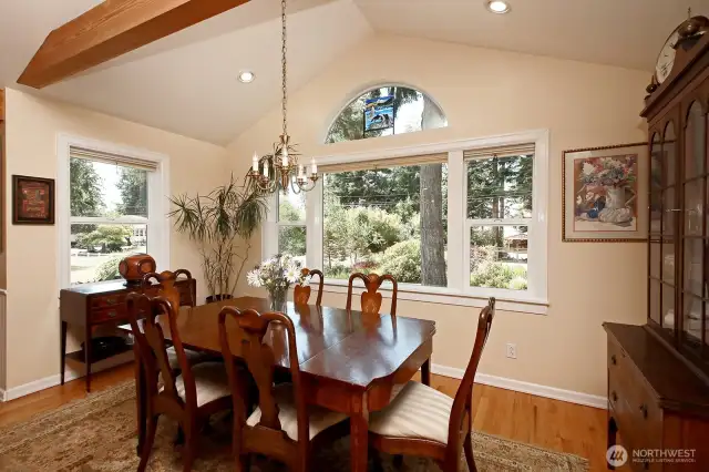 Lovely dining area enjoys views of amazing sunsets.
