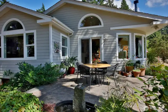 A sunny patio is perfect for afternoon entertaining.
