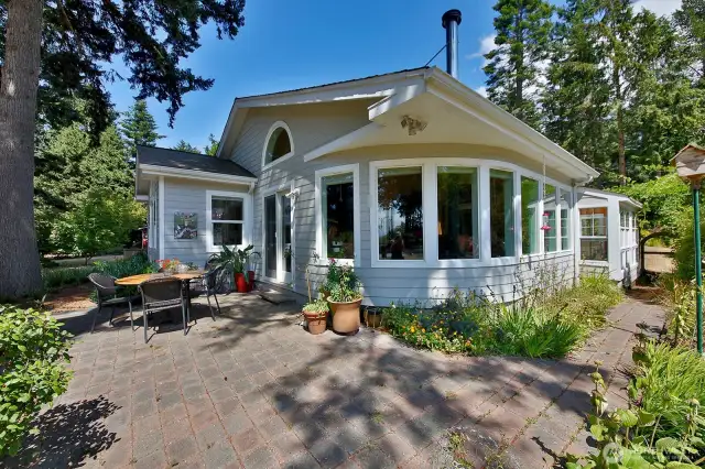 This home has character and charm with a rounded window in the family room.
