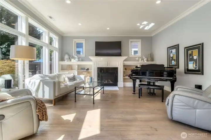 Wood Floors and Gas Fireplace in the living room