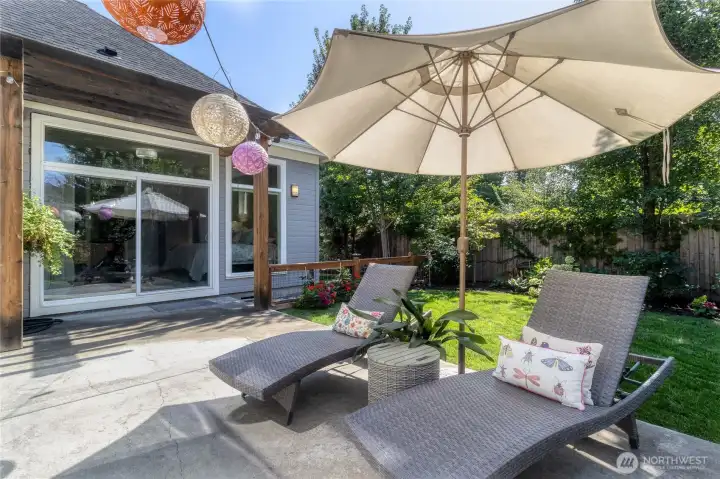 Private back yard with access to Dining & Primary Bedroom