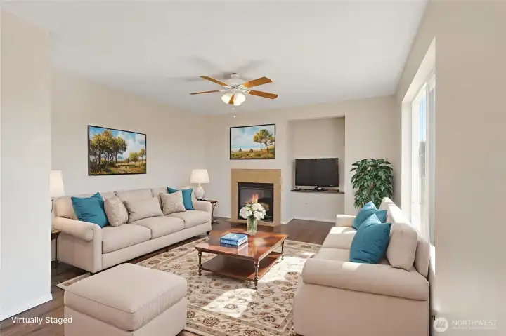 Virtually Staged family room