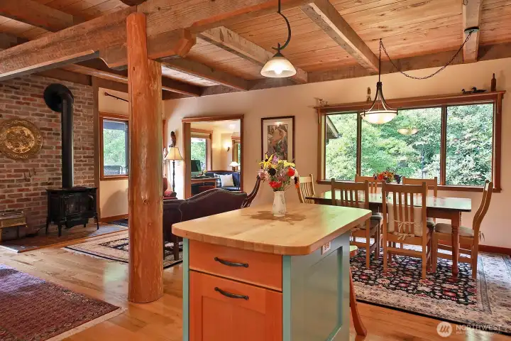Looking back at the Living Room & Reading Nook from the Kitchen.
