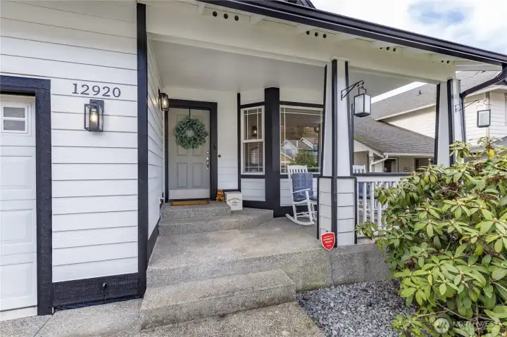 Located on a quiet dead-end street, this covered porch is a great place to relax!