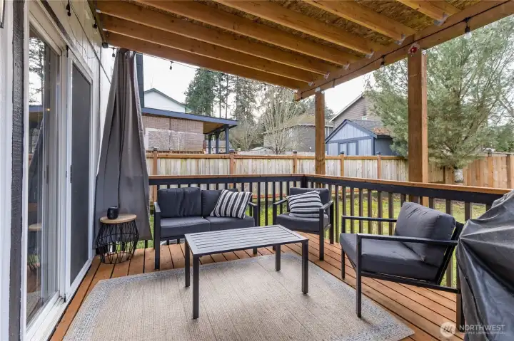 Covered back deck off the family room