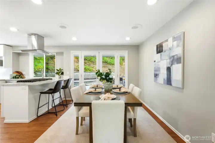Formal Dining Area with French Doors to Private Backyard Patio