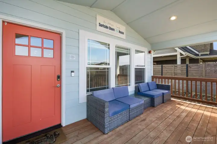 Large seating area on the front covered porch