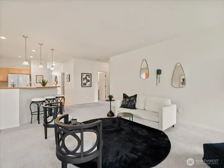 Comfortable and roomy living space with ample square footage for entertaining and furnishing with ease.