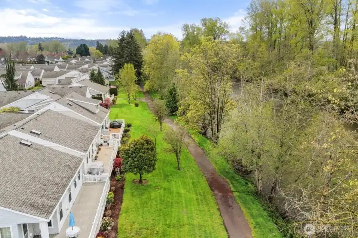 Take advantage of nearby walking trails to enjoy the tranquil sounds of the Puyallup River.