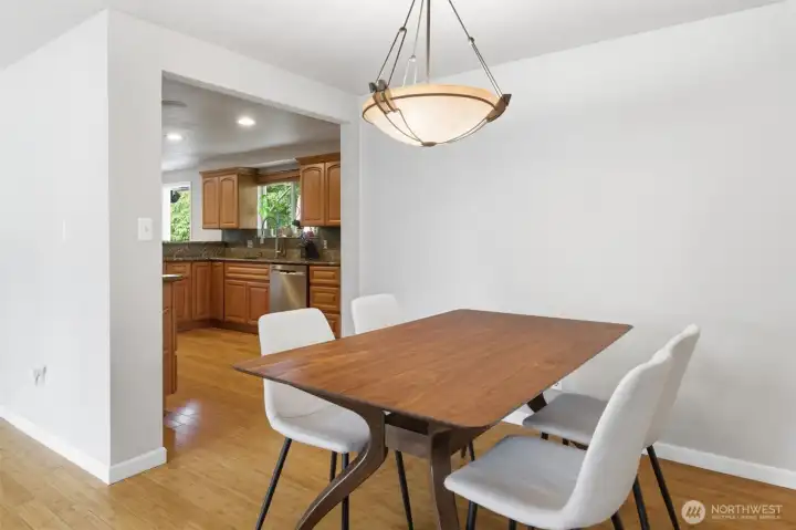 Dining area off the living room and next to the kitchen.