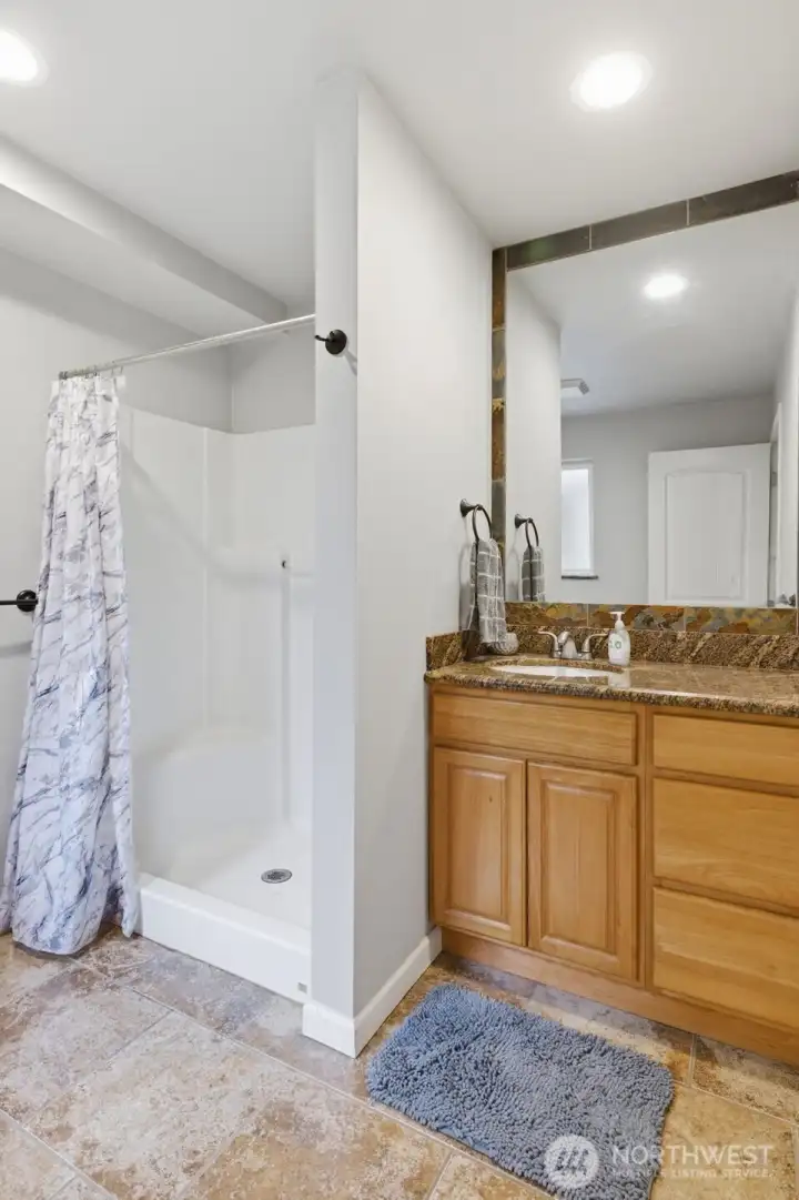 Great room 3/4 bath on the lower level.