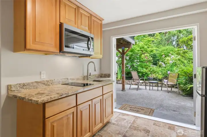 Great room kitchenette/wet bar.
