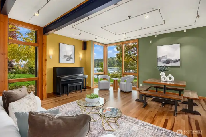 Flexible bonus/music room easily serves as a media or family room.