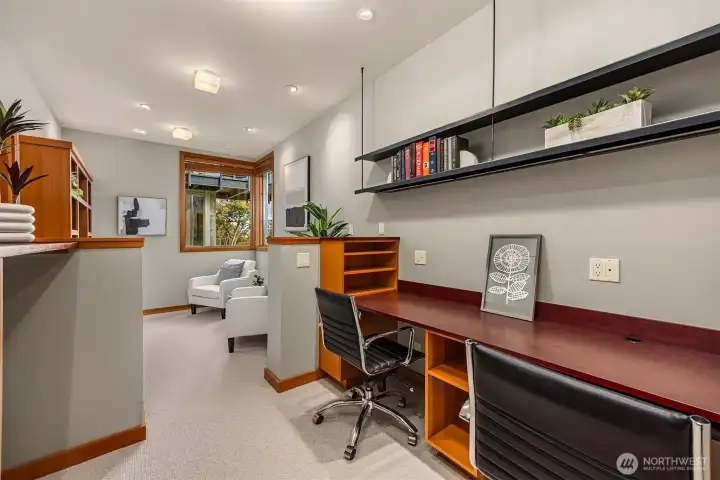 The main floor den offers work-from-home comfort with a view!