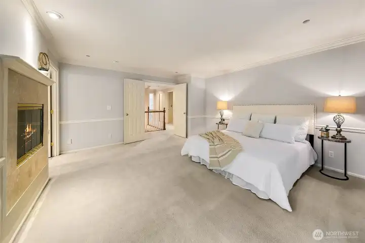 Primary suite with double sided fireplace