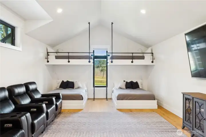 Upstairs bunk room is perfect for a slumber party for multiple guests!