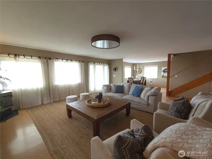 Open concept living and dining