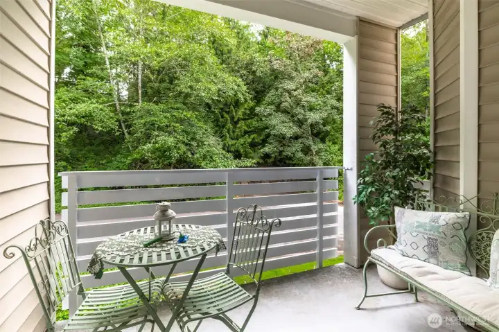 Private balcony backs up to forested area Private balcony backs up to forested area