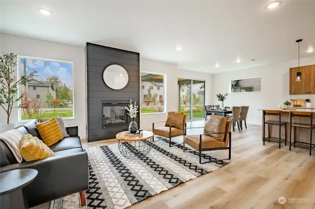 Photo of staged home, same floor plan.  The cabinets in this home are dark Wallow Pine colored.