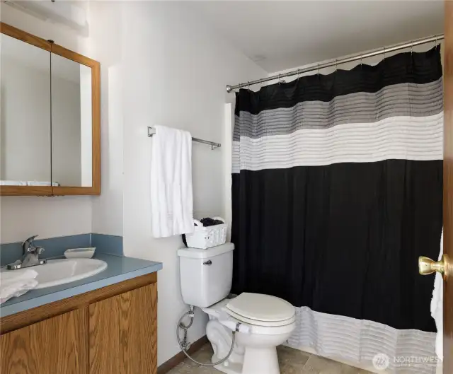 Full bathroom with tub/shower combo