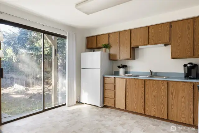 Large Sliding glass door for outside backyard access.