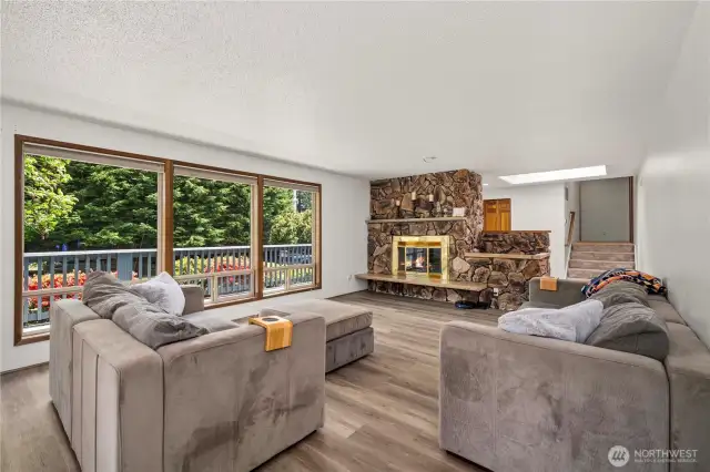 huge living room with fireplace