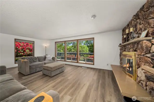 huge living room with fireplace