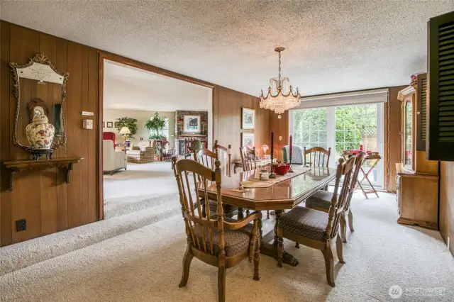 Great dining room with door out to the deck.