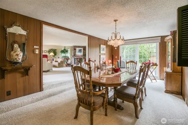 Great dining room with door out to the deck.