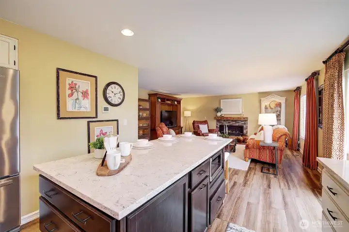 View from kitchen to family room